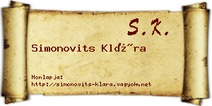 Simonovits Klára névjegykártya